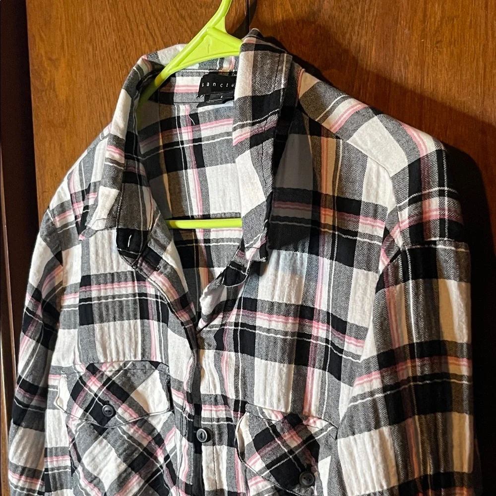 Sanctuary Black and Pink Plaid Shirt - Picture 4 of 5